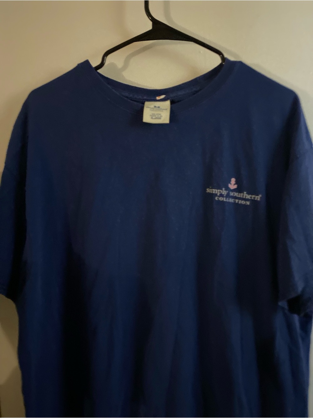 Simply Southern Blue Short-Sleeve Logo Tee with Pink Accent